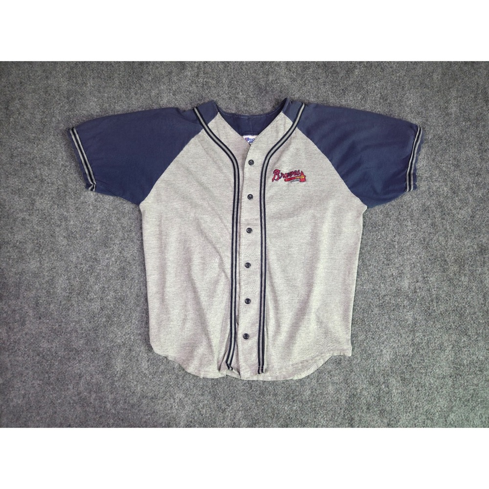 Vintage 90s Atlanta Braves Jersey Mens Large Pro Player Grey 1998 MLB Cotton